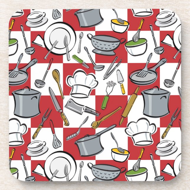 Kitchen Tools Check Coaster (Front)