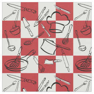 Kitchen Tools Chequerboard Fabric