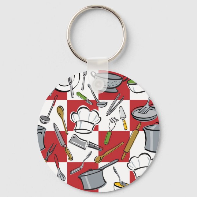 Kitchen Tools Chequerboard Key Ring (Front)