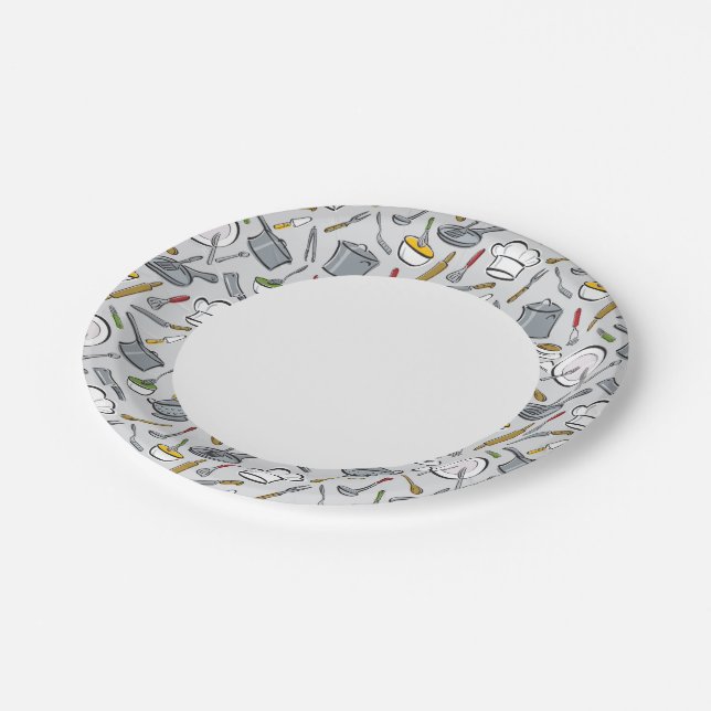 Kitchen Tools Pattern Paper Plate (Angled)
