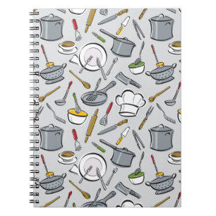 Kitchen Tools Pattern Spiral Notebook