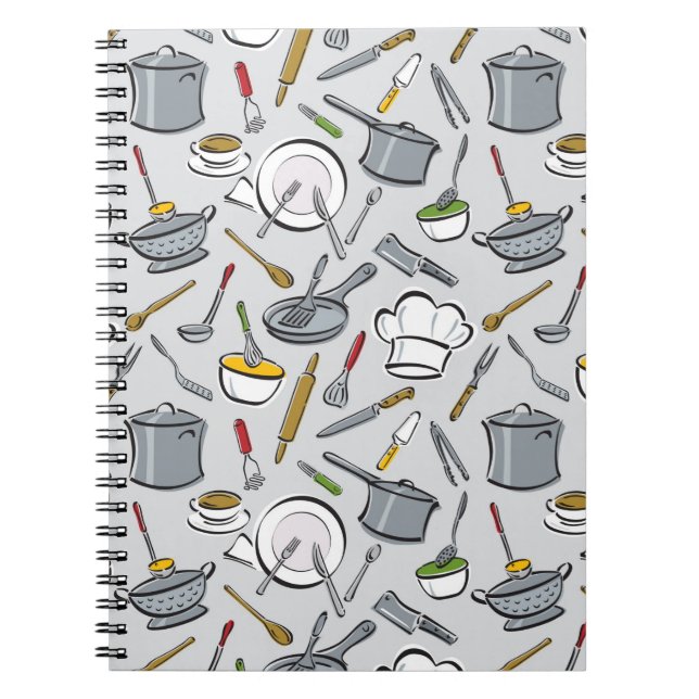 Kitchen Tools Pattern Spiral Notebook (Front)