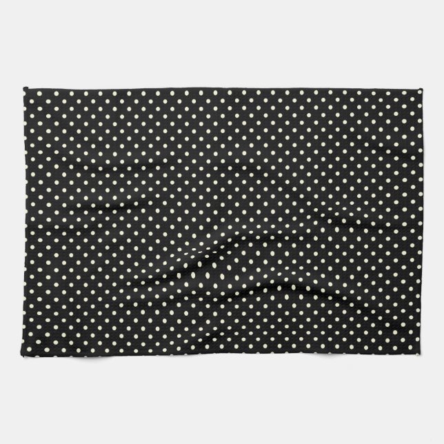 Kitchen Towel 16x24 Dots Black Cream (Horizontal)