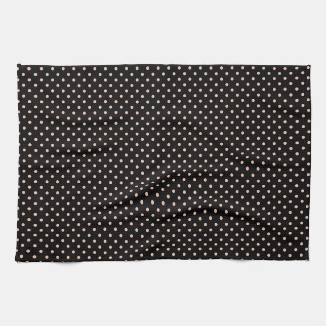 Kitchen Towel 16x24 Dots Light Brown Black (Horizontal)