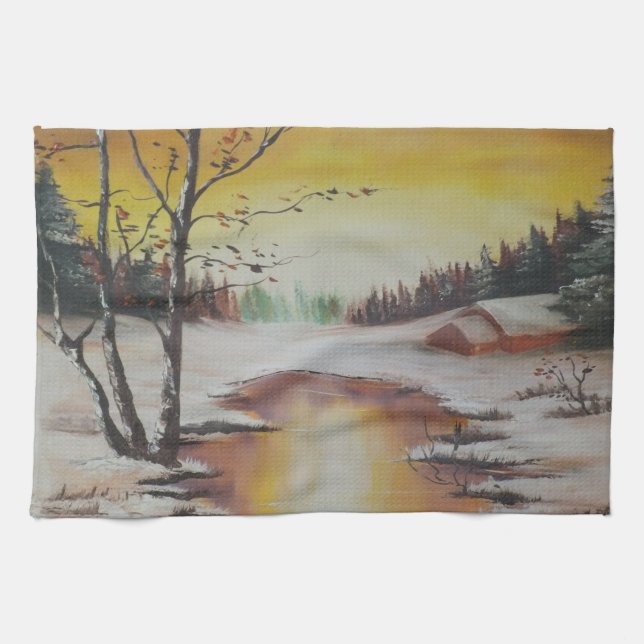Kitchen Towel Ann Hayes Painting Winter Scene (Horizontal)