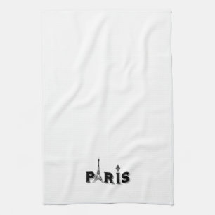 Kitchen Towel-black and white-PARIS Tea Towel