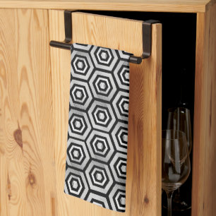 Kitchen Towel Black White Hexagon Geometric