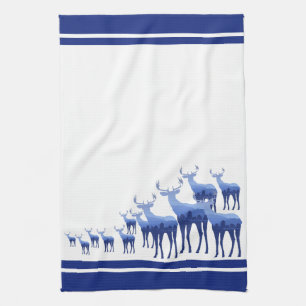 Kitchen Towel-Blue Deer/Elk Tea Towel