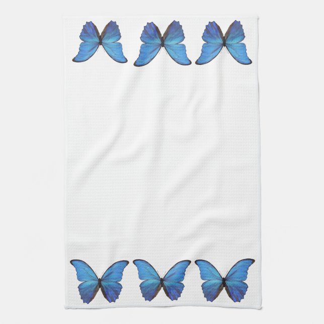 Kitchen Towel Blue Morpho Butterflies (Vertical)
