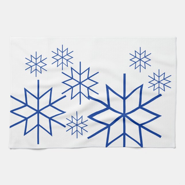 Kitchen Towel - Blue Snowflakes (Horizontal)