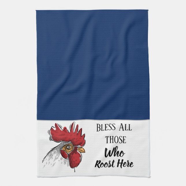 Kitchen Towel-Chicken Bless All Those Who Tea Towel (Vertical)