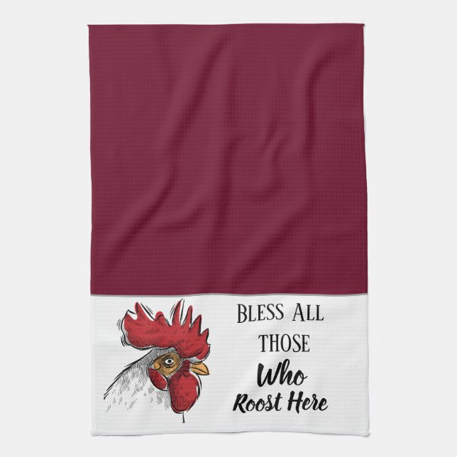 Kitchen Towel-Chicken Bless All Those Who Tea Towel (Vertical)