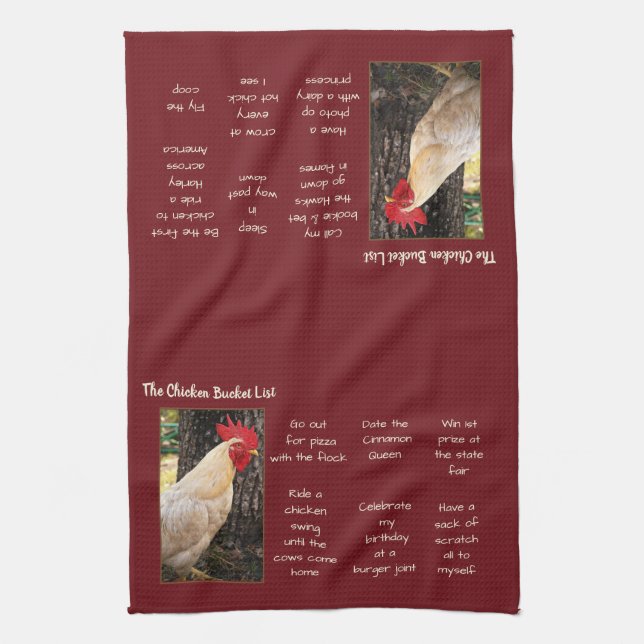 Kitchen Towel-Chicken Bucket List Tea Towel (Vertical)