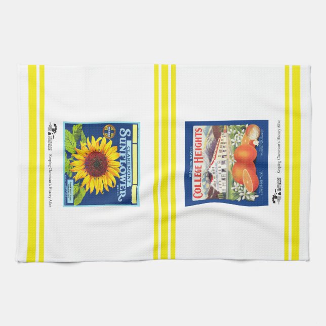 Kitchen Towel - Claremont CA 2 Fruit Crate Labels (Horizontal)