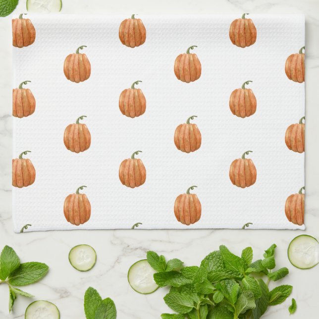 Kitchen Towel - Cute Halloween Pumpkin Pattern (Folded)