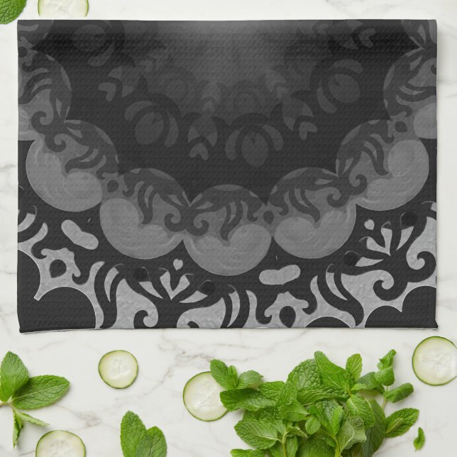 Kitchen Towel - 'Dark Mandala'  No. 1 (Folded)