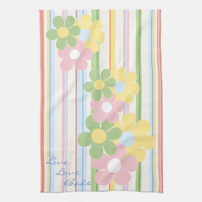 Kitchen Towel "Flowers & Stripes" (Vertical)