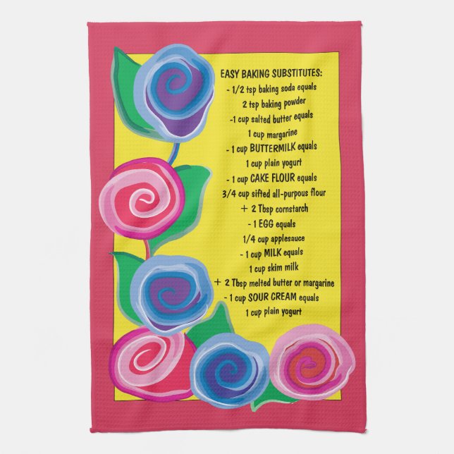 Kitchen Towel "Flowers with Baking Tips" (Vertical)