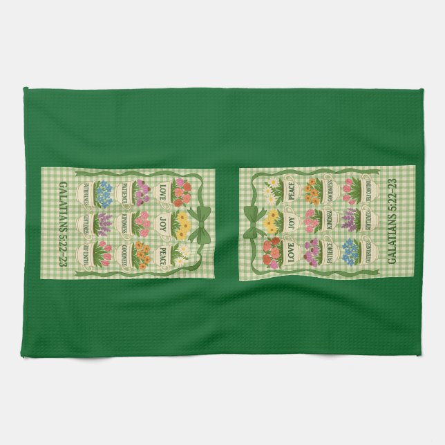 Kitchen towel fruit of Spirit Tea Cups with Flower (Horizontal)