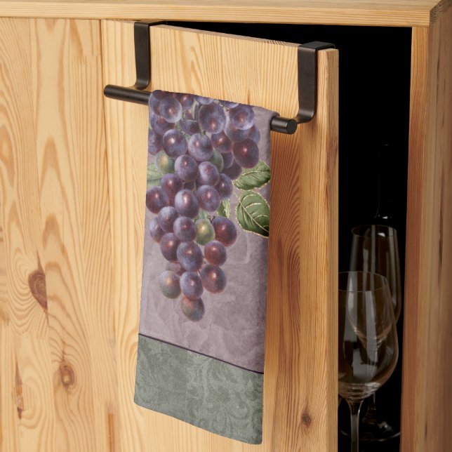 Kitchen Towel Grapes with Floral Backdrop (Thirds Fold)