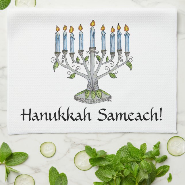 Kitchen Towel - Hanukkah Chanukah - Menorah (Folded)