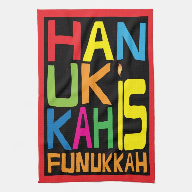 Kitchen Towel "Hanukkah Is Funukkah" Dish Towel (Vertical)
