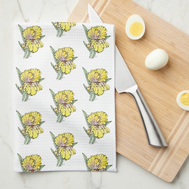 Kitchen Towel - NGA Yellow Iris (Quarter Fold)
