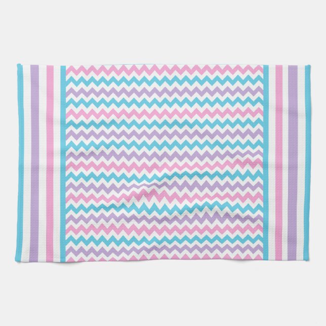 Kitchen Towel or Tea Towel, Multicolor Chevrons (Horizontal)