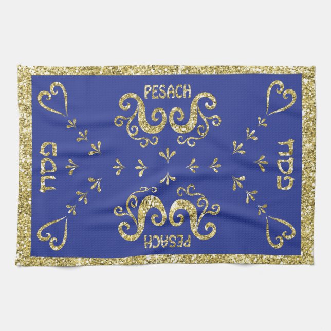 Kitchen Towel "Passover Gold Elegant " (Horizontal)