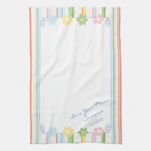 Kitchen Towel "Pastel Flowers & Stripes"
