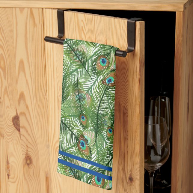 Kitchen Towel Peacock Feathers (Thirds Fold)
