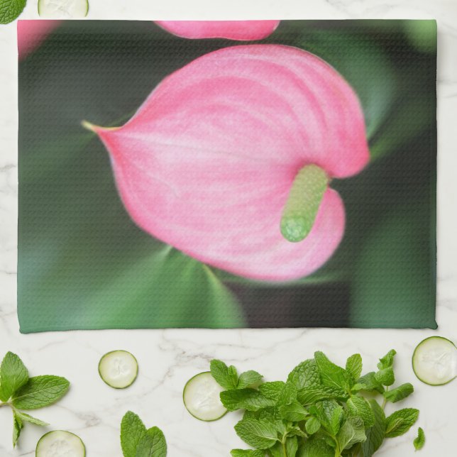 Kitchen Towel - Pink Anthurium Twins (Folded)