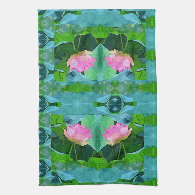 Kitchen Towel - Pink Lotus Abstract (Vertical)
