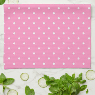 Kitchen Towel/Pink with White Polka Dots Tea Towel