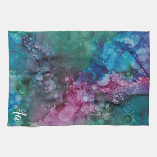 Kitchen Towel "Pinks-Blue Inkblot"