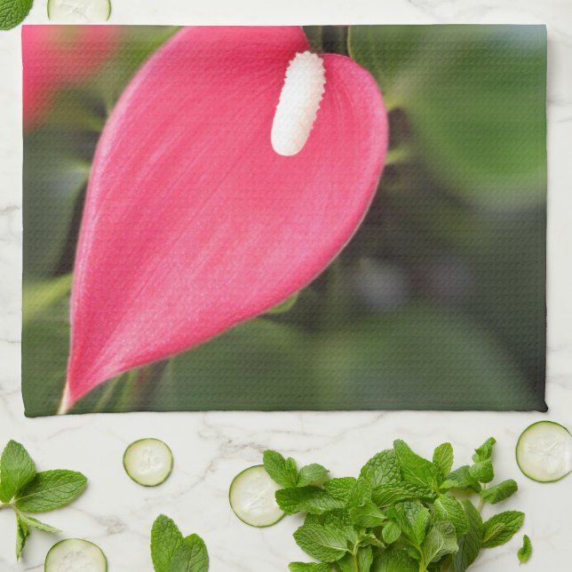 Kitchen Towel - Red Anthurium Twins (Folded)