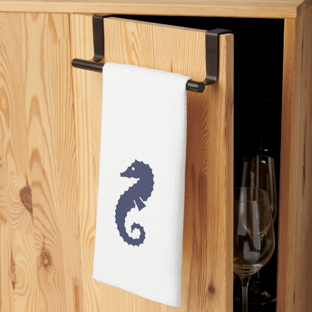 Kitchen Towel - Sea Horses (navy blue) (Thirds Fold)