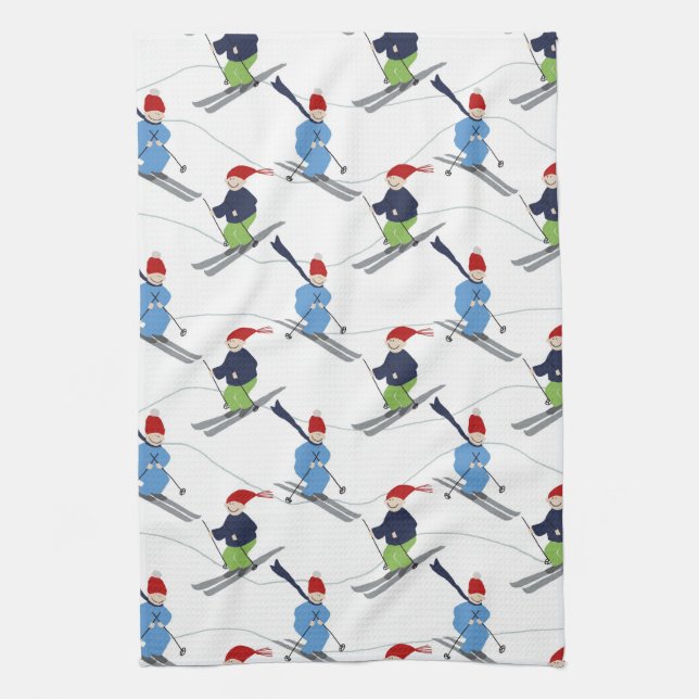 Kitchen Towel- Skiers! Tea Towel (Vertical)