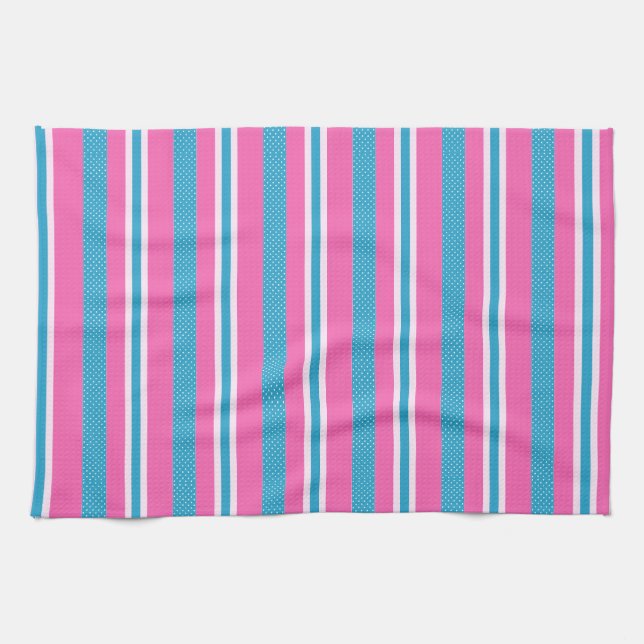 Kitchen Towel/Stripes and Polka Dots Tea Towel (Horizontal)