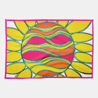 KITCHEN TOWEL "TROPICAL SUNSHINE" raspberry trim