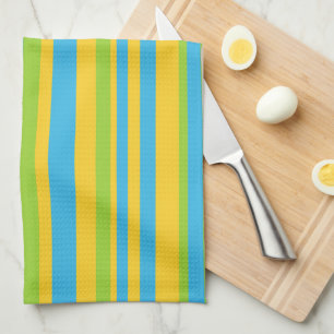 Kitchen Towel: Turquoise Yellow Green Stripes Tea Towel