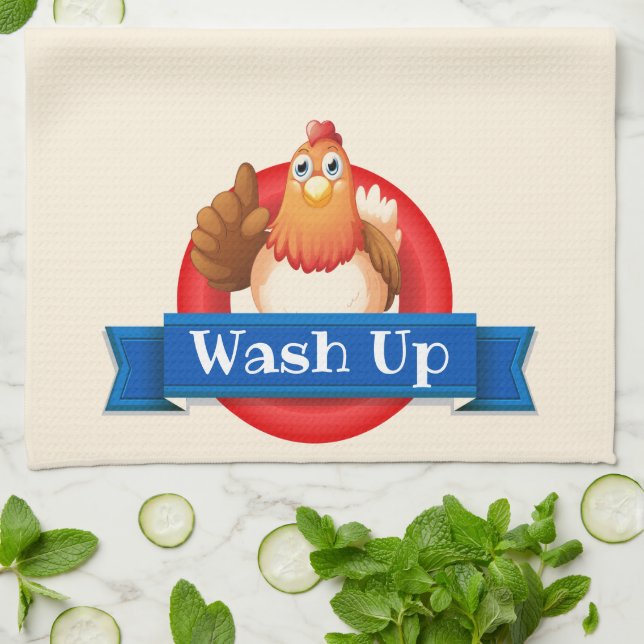 Kitchen Towel-Wash up Chicken Tea Towel (Folded)
