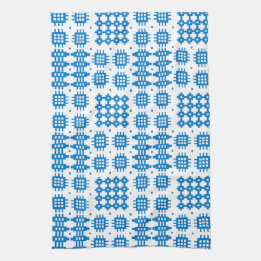 Kitchen Towel: Welsh Tapestry Design, Bright Blue Tea Towel
