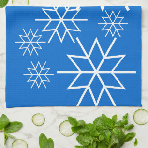 Kitchen Towel - White Snowflakes