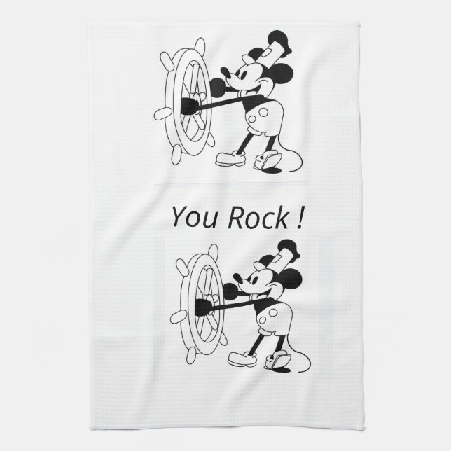 Kitchen towel white Steamboat Willie design  (Vertical)