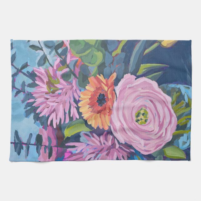Kitchen towel with a colourful bouquet of flowers  (Horizontal)