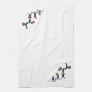 Kitchen towel with cactus decoration