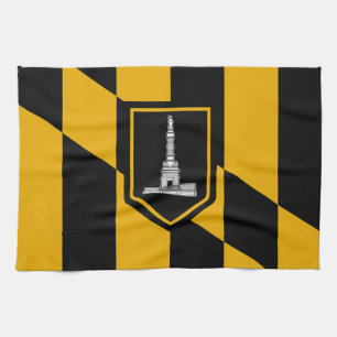 Kitchen towel with Flag of Baltimore City, U.S.A.