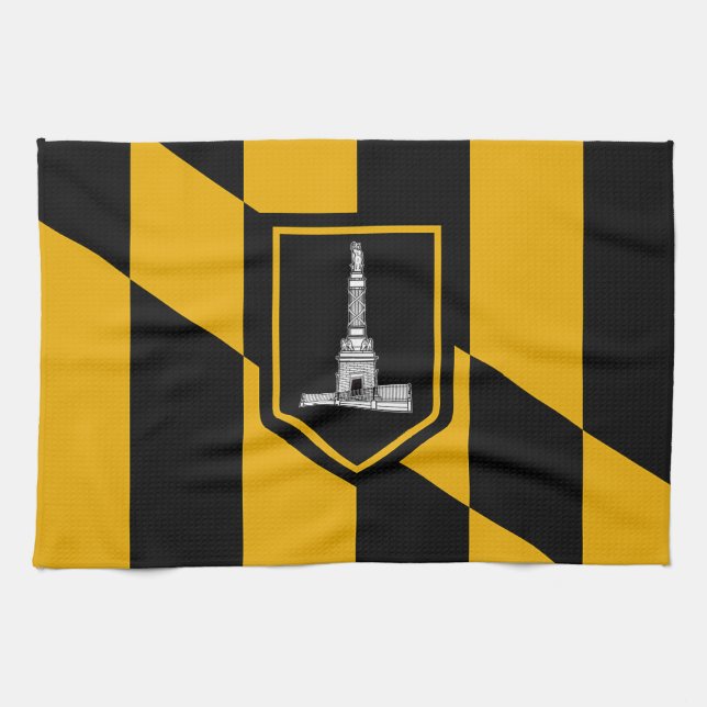 Kitchen towel with Flag of Baltimore City, U.S.A. (Horizontal)