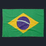 Kitchen towel with Flag of Brazil<br><div class="desc">Enhance your kitchen with our vibrant kitchen towel featuring the flag of Brazil! Crafted with meticulous attention to detail, this kitchen towel celebrates Brazilian culture and national pride. The iconic design of the Brazilian flag, with its green field and yellow diamond containing a blue globe with white stars, symbolises Brazil's...</div>